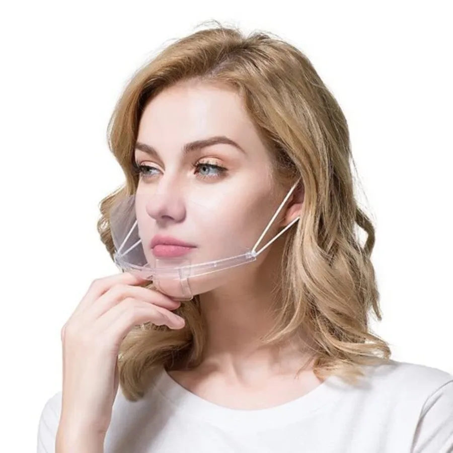

1 Box 10 Pieces Face Shield Completely Transparent Spit Guard Mouth Shield Anti-Fog Reusable Face Covering Mask great for Event