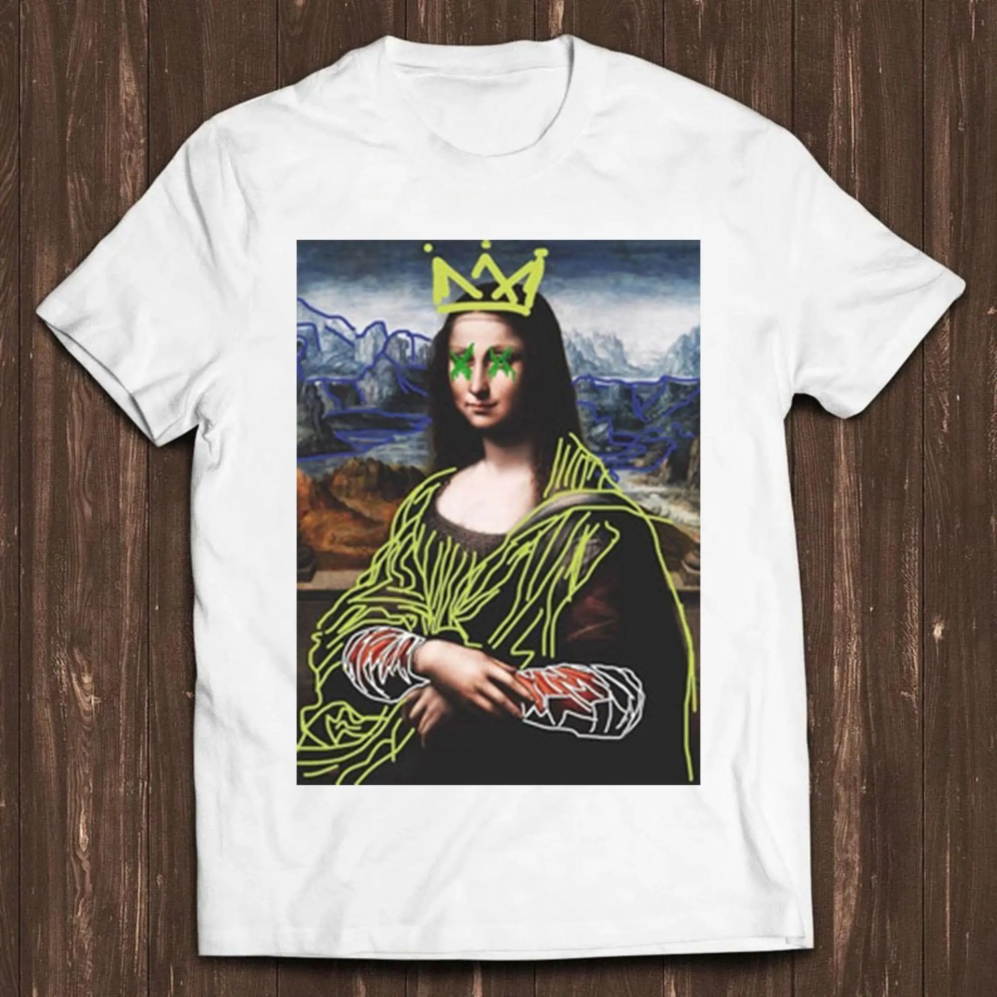 

Mona Lisa Graffiti Funny Street Cartoon Anime Cool Gift Tee Summer Men's and Women's Loose and Breathable T-shirt Top