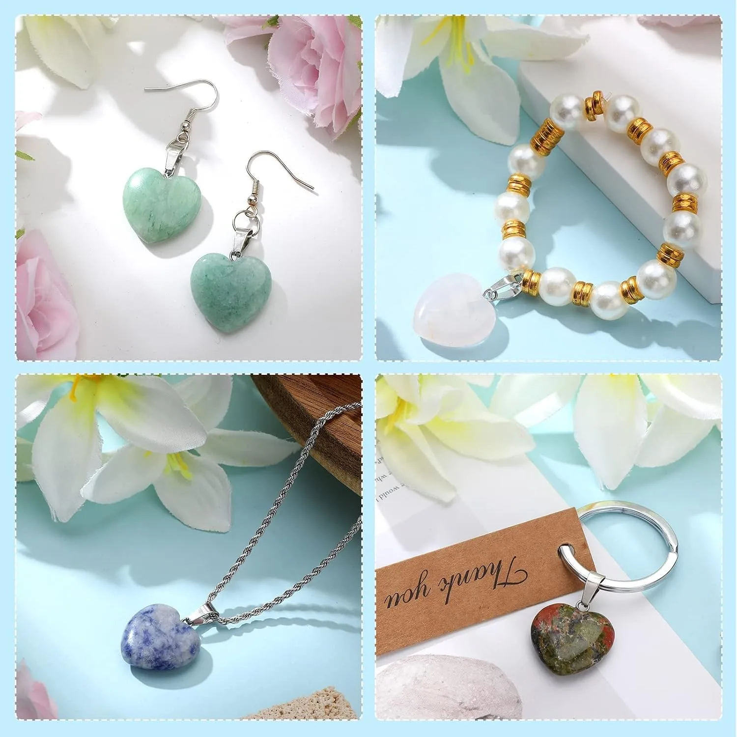 10/20/30PCS Natural Crystal Bulk Assorted Stone Pendant Charms