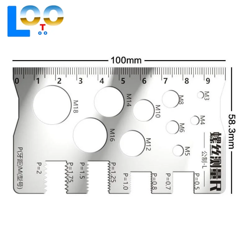 나사 스레드 피치 게이지 눈금자 측정 도구 볼트 너트 미터법 가공 스레드 나사 절단 게이지 각도 모델 측정