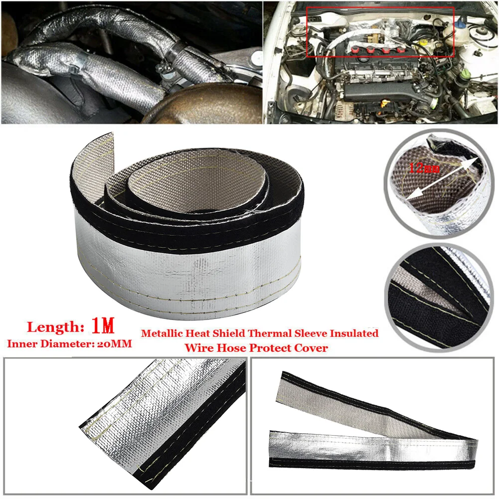 

1m Metal Heat Shield Sleeve Wire Hose Cover Wrap Tube 12mm Inside Diameter Aluminized Heat Sheaths/Tubes Interior Accessories