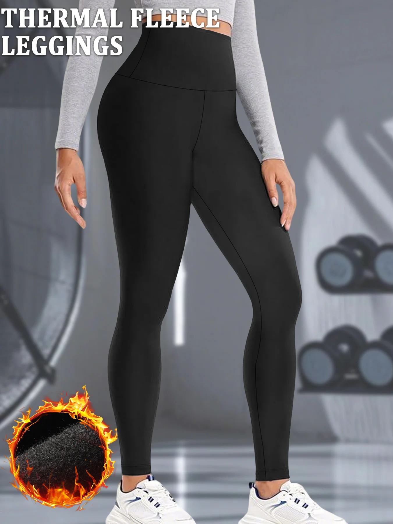 

Women's thermal fleece lined leggings with high waist for winter workout. Super soft fabric ideal for yoga running