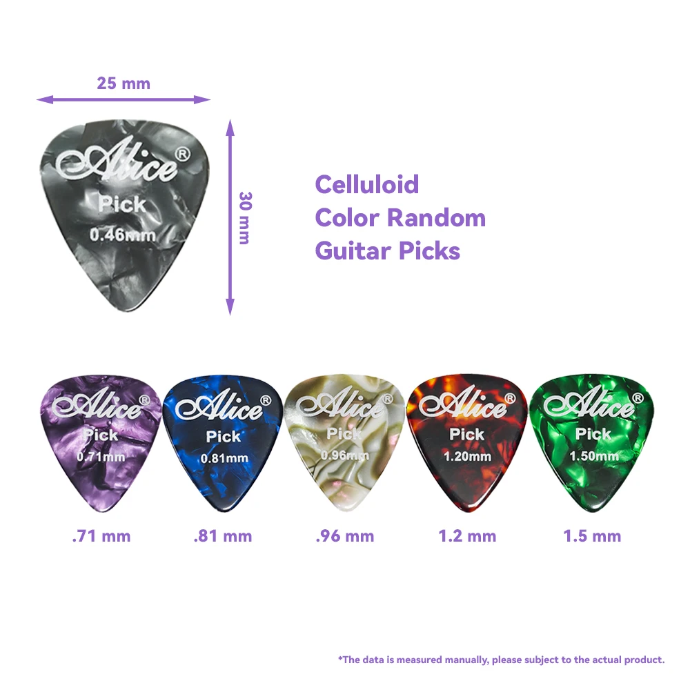 6/12pcs Alice Celluloid Guitar Picks Plectrum Mediator Random Color 0.46/0.71/0.81/0.96/1.2mm Guitar Accessories