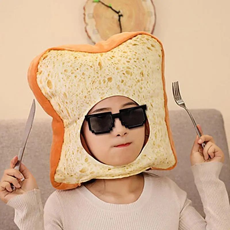 Novelty Funny Toast Hats For Women And Men Keep Warm Plush Toys Bread Hat Girl Boy Creative Video Props Novelty Photo Props Caps