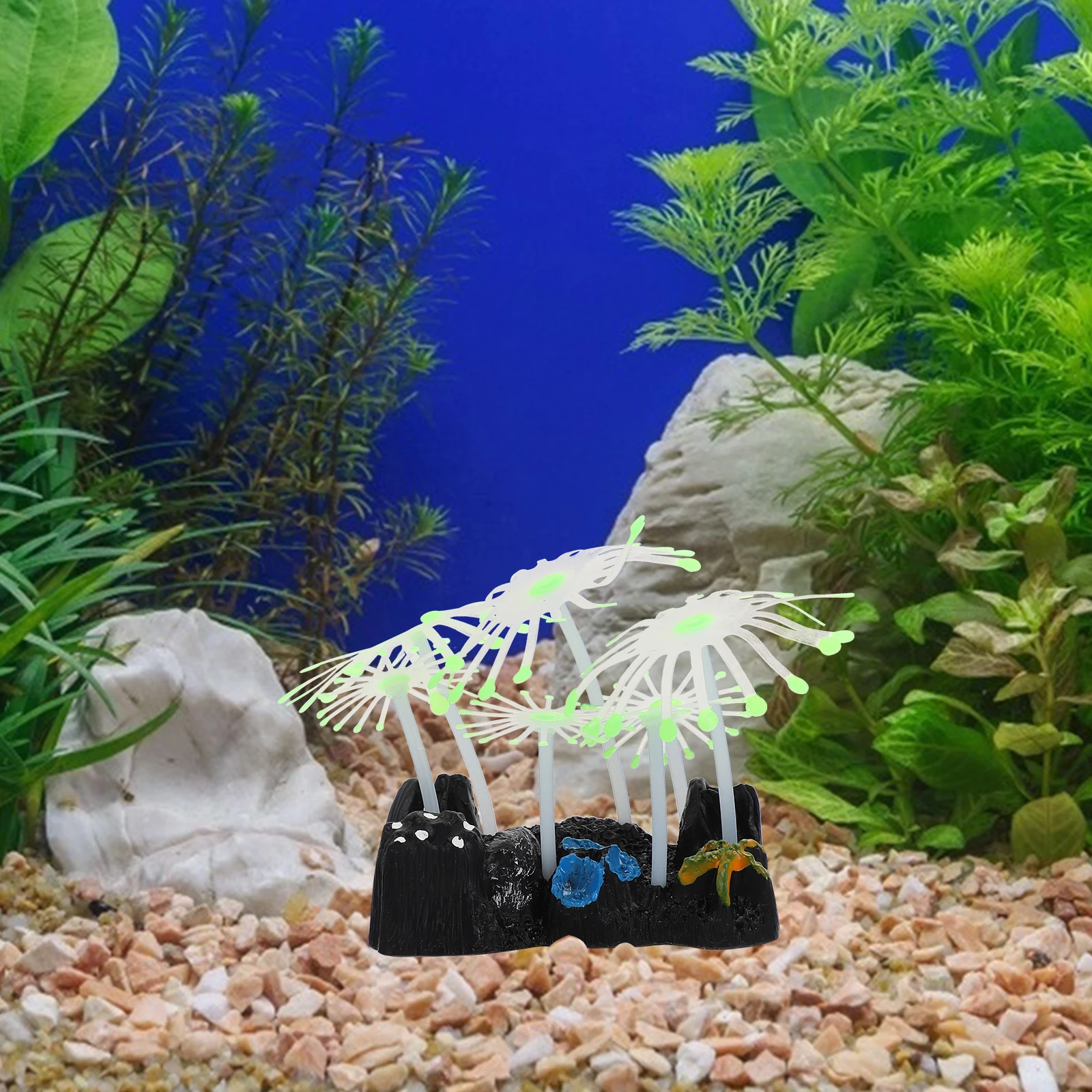 

Artificial Luminous Sea Anemone Night Glow Aquarium Decor Silica Gel Resin Fish Tank Pond nament Lifelike Pet Supplies