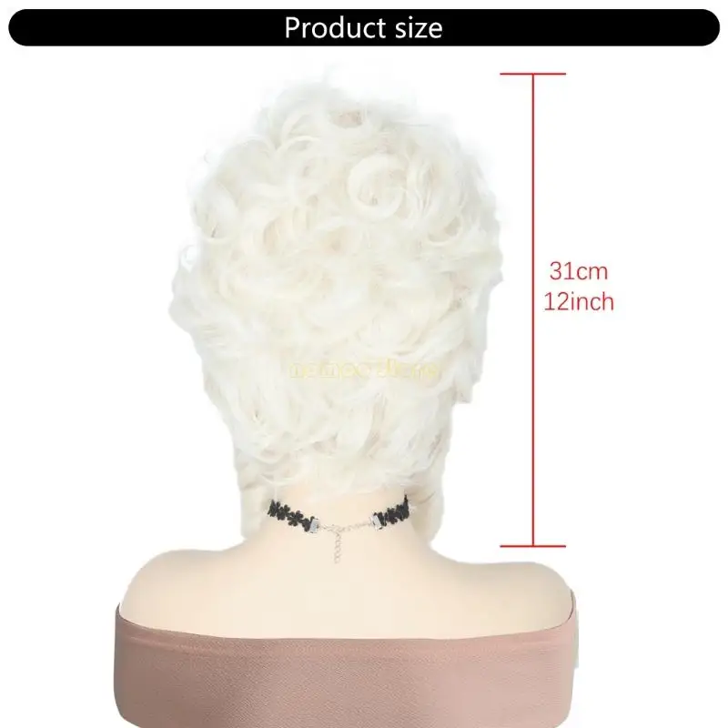 31BF Platinums Blonde Beehived Short Curly Blonde Beehived Heat Resistant Synthetic Queen Cosplay Halloween Costume