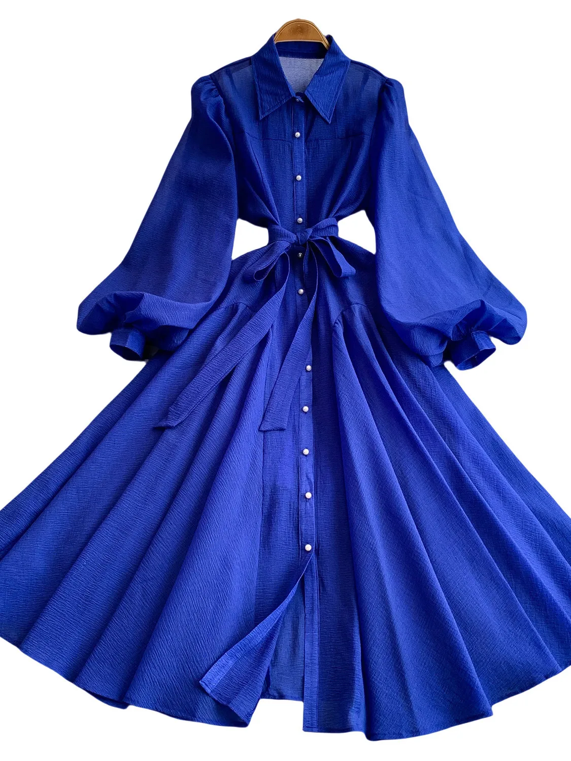 Ele ランタン Sve ロング Dr レディース 春秋 シングルボタン スリミング フルスカート フレンチ Sle ハイウエスト A ライン Dr