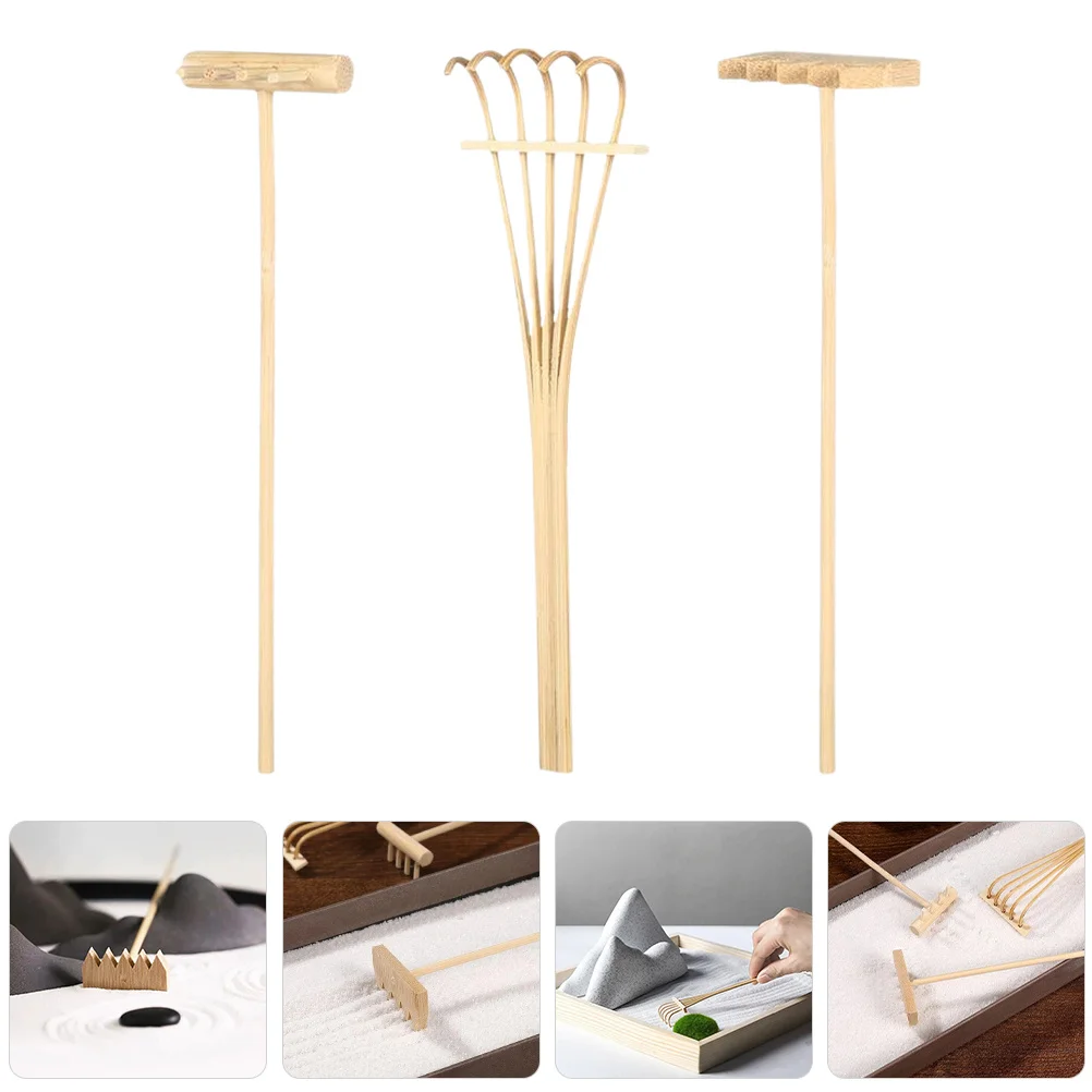 3 個の砂熊手セットプラスチックミニガーデンツール禅サンドボックスデスクトップ砂テーブル熊手クラフト瞑想風景アクセサリー