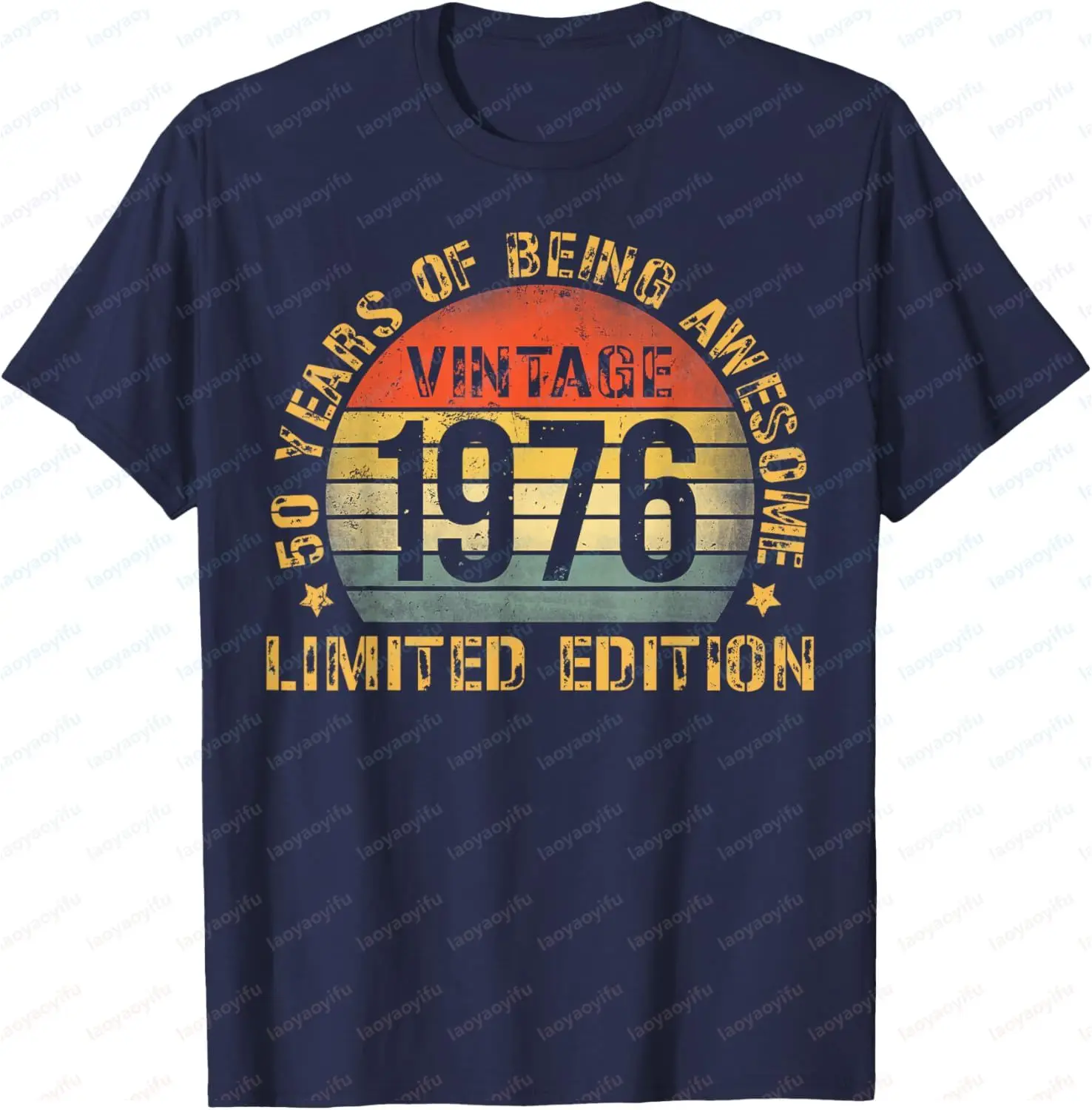 Vintage 1976 50th 50 Birthday Men T-Shirt Casual Fashion Loose Harajuku Women Streetwear Summer Cotton Short Sleeve Clothing