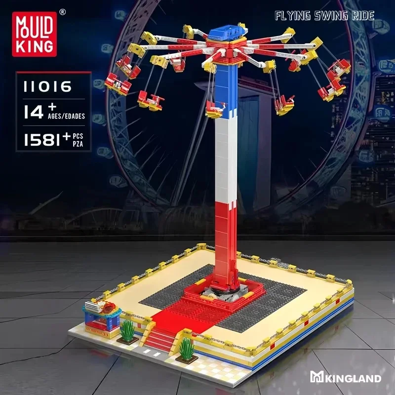 Desk Decor Mould King 11016 Motorized Flying Swing Ride Park Toys Building Block Assembly Roller Coaster Brick Set Kids Gifts