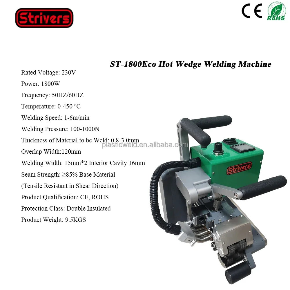ST-1800Eco CE Certification Factory Price 0.8-3mm Geomembrane Welding Machine 1800W 220V Hot Wedge Welder Pond Liner