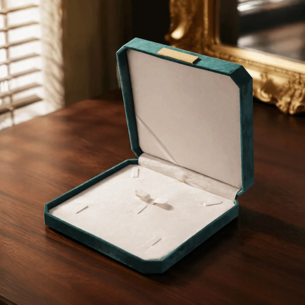 Large Capacity Jewelry Set Box Multifunction Suede Like Material Jewelry Display Box With Lid Square Shape Storage Box