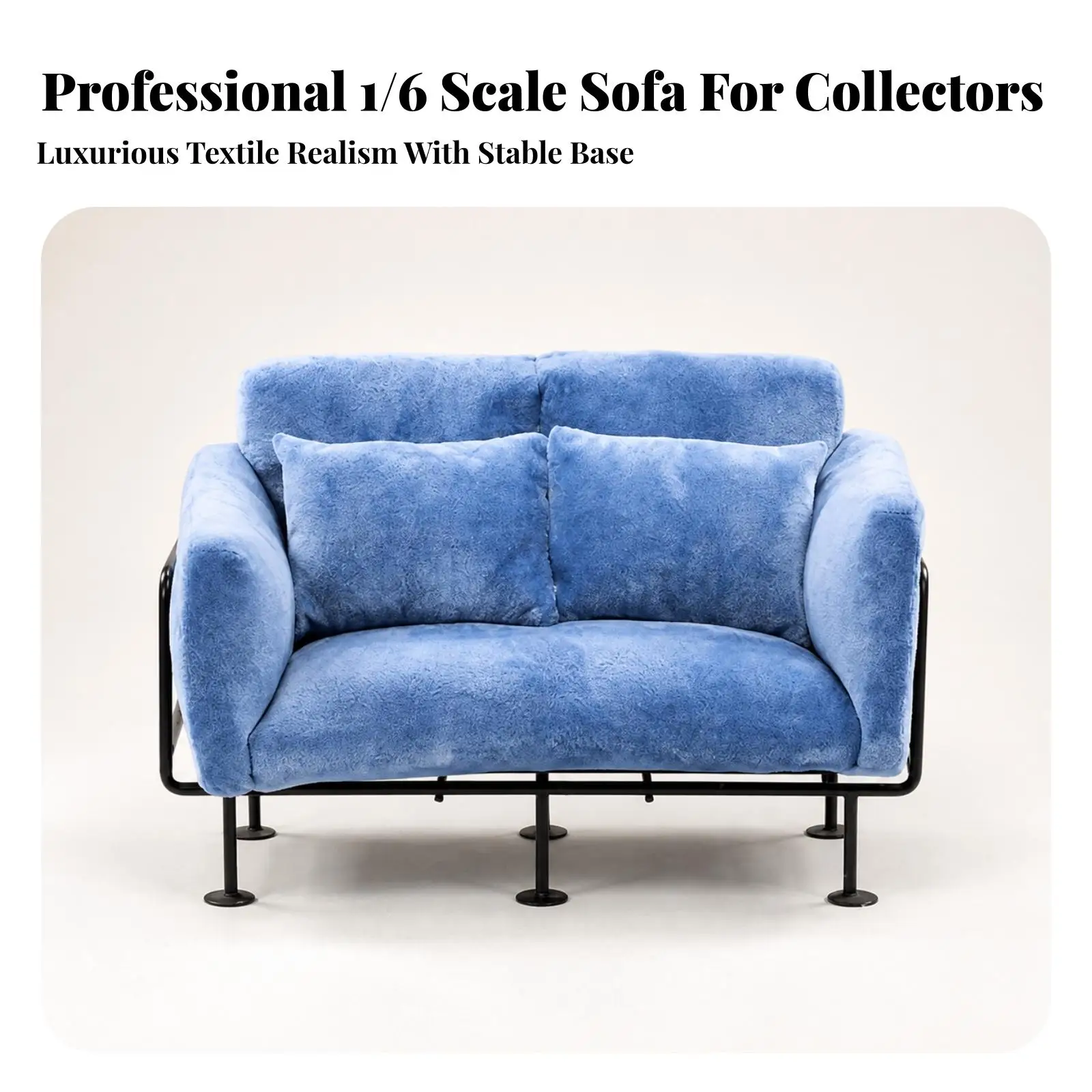 Velvet Fabric Double for seat Sofa Dollhouse Miniature Furniture 1 6 Scale European Style Couch with Pillows for Barbie House