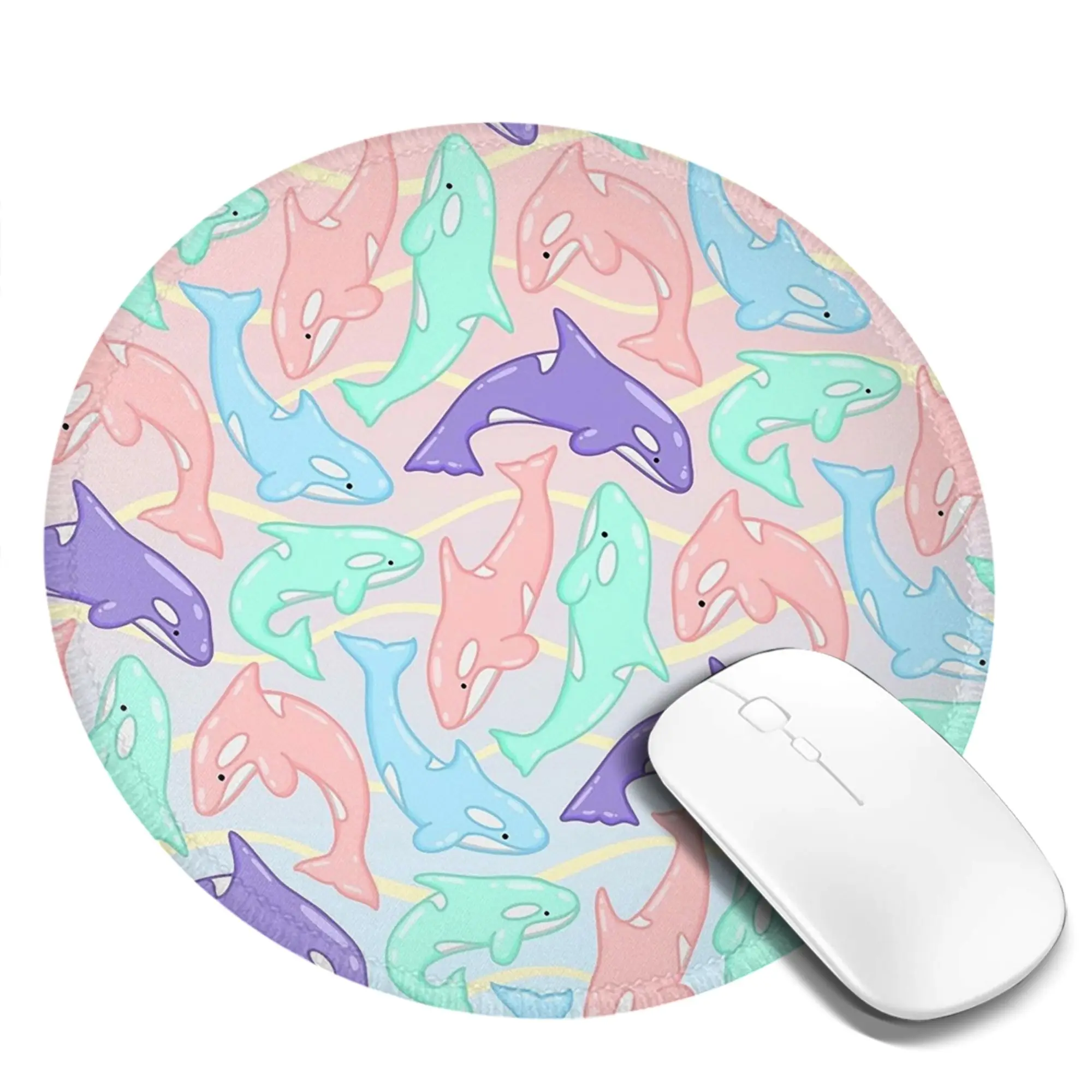 Pastel Orca Pattern Mouse Pad Computer Keyboard Mouse Mat Gamer PC Laptop Desk Mat Office Accessories Table Mats