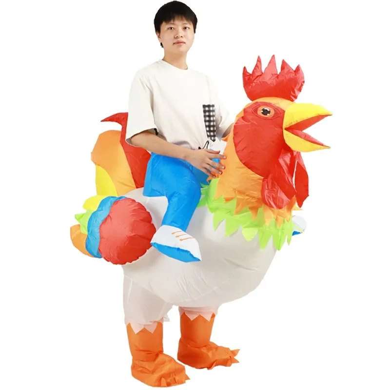 Inflatable Rooster Suit Halloween Christmas Holiday Party Cosplay Show Riding Chicken Costume Adult Children Fun Special Costume