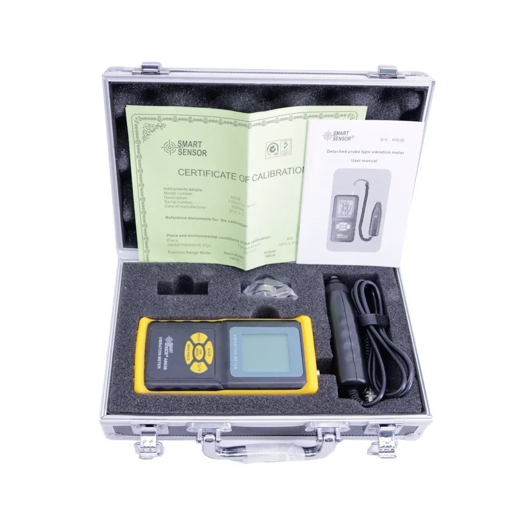 

Smart Sensor AR63B Digital Precision Vibration Meter Vibrometer Tester Measuring Various Mechanical Vibration