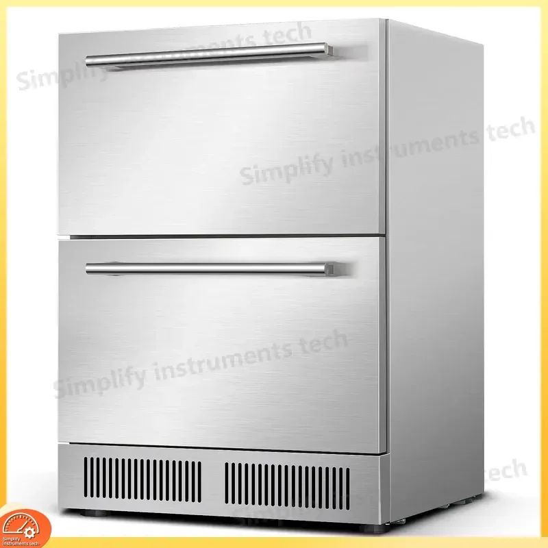 Stainless Steel Double Zone Wine Cooler Refrigerator Bar Drawer Freezer for Home Kitchen Commercial Use Dual Temperature