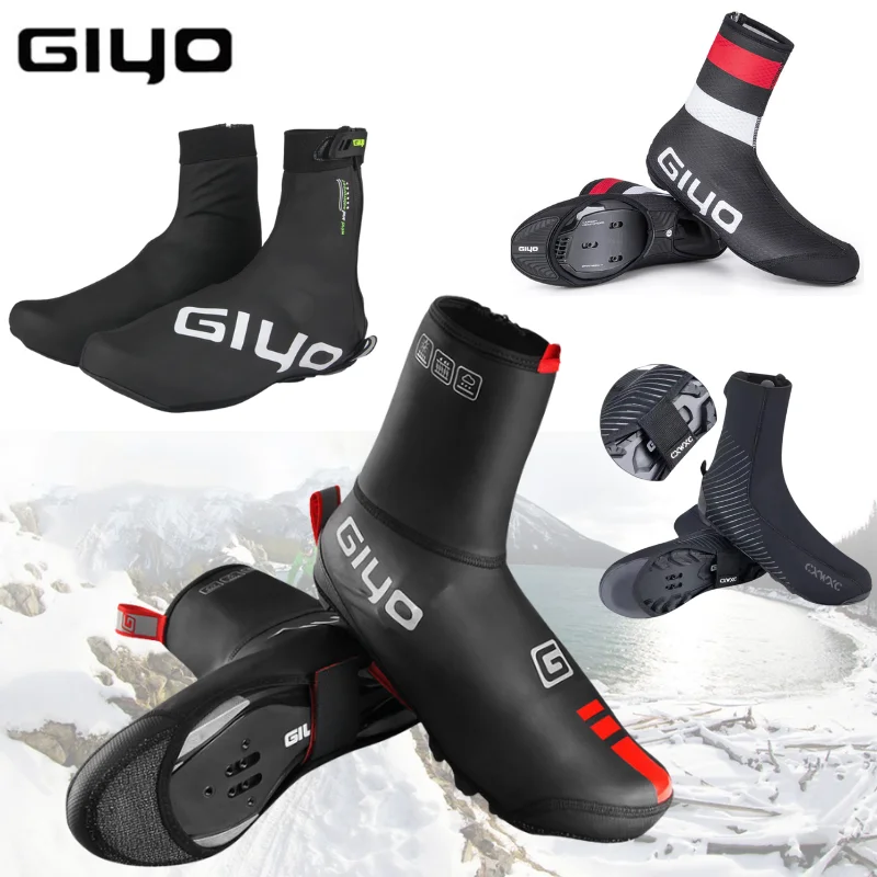 GIYO Road/Mountain Bike Lock Shoe Cover Cycling Shoes Windproof Waterproof Fleece Warm Shoe Cover Autumn Winter Riding equipment