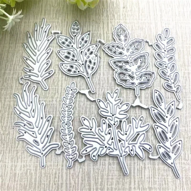 8PCS/lot Pretty Leaves Metal Cutting Dies Stencil  Cut Scrapbooking Craft Stamps DIY Album Paper Cards Embossing