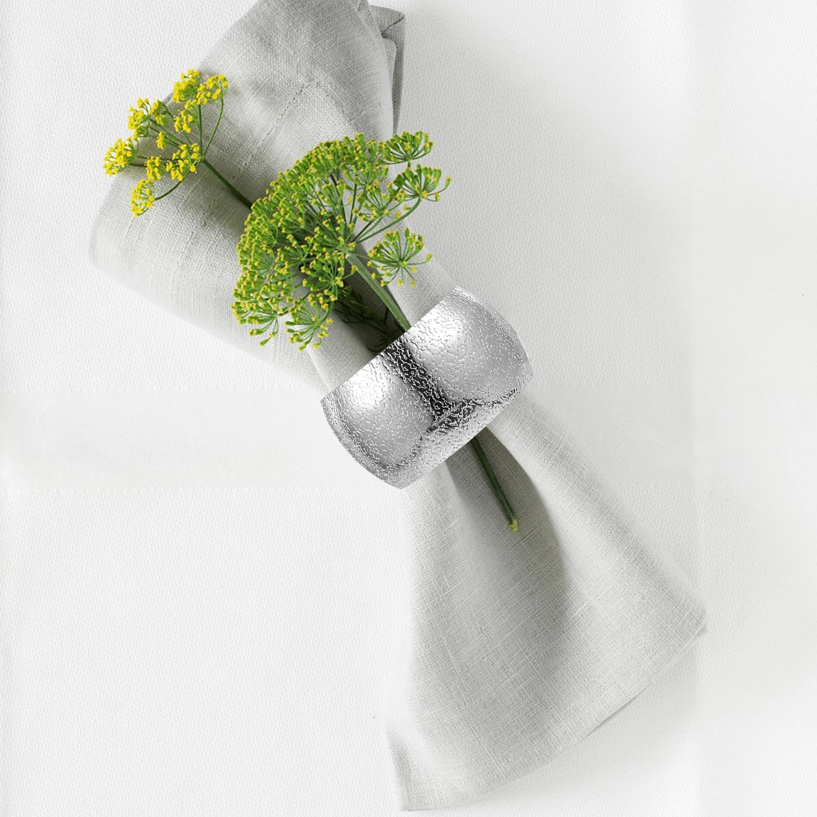 

6pcs Silver Napkin Rings Metal Napkin Holder For Dining Table Wedding Party Banquet Thanksgiving Decoration Set