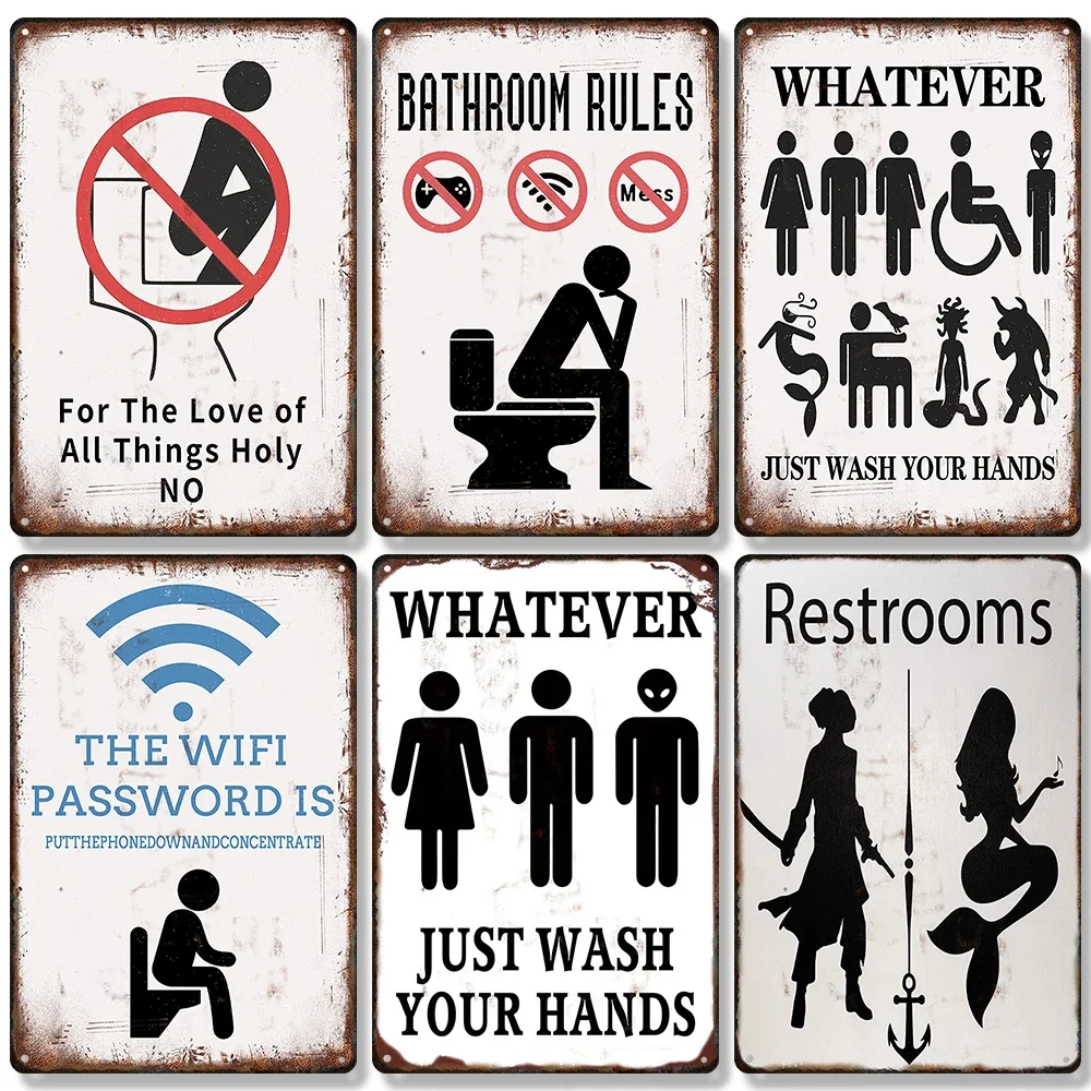 Funny Toilet Vintage Metal Poster regole del bagno Retro Tin Sign bagno Toilet Wall Art decorazione targa per la decorazione domestica moderna