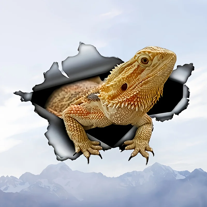 

1pc 2D Lizard Matte Vinyl Sticker, Removable No Residue Decal for Laptop Reptile Deco