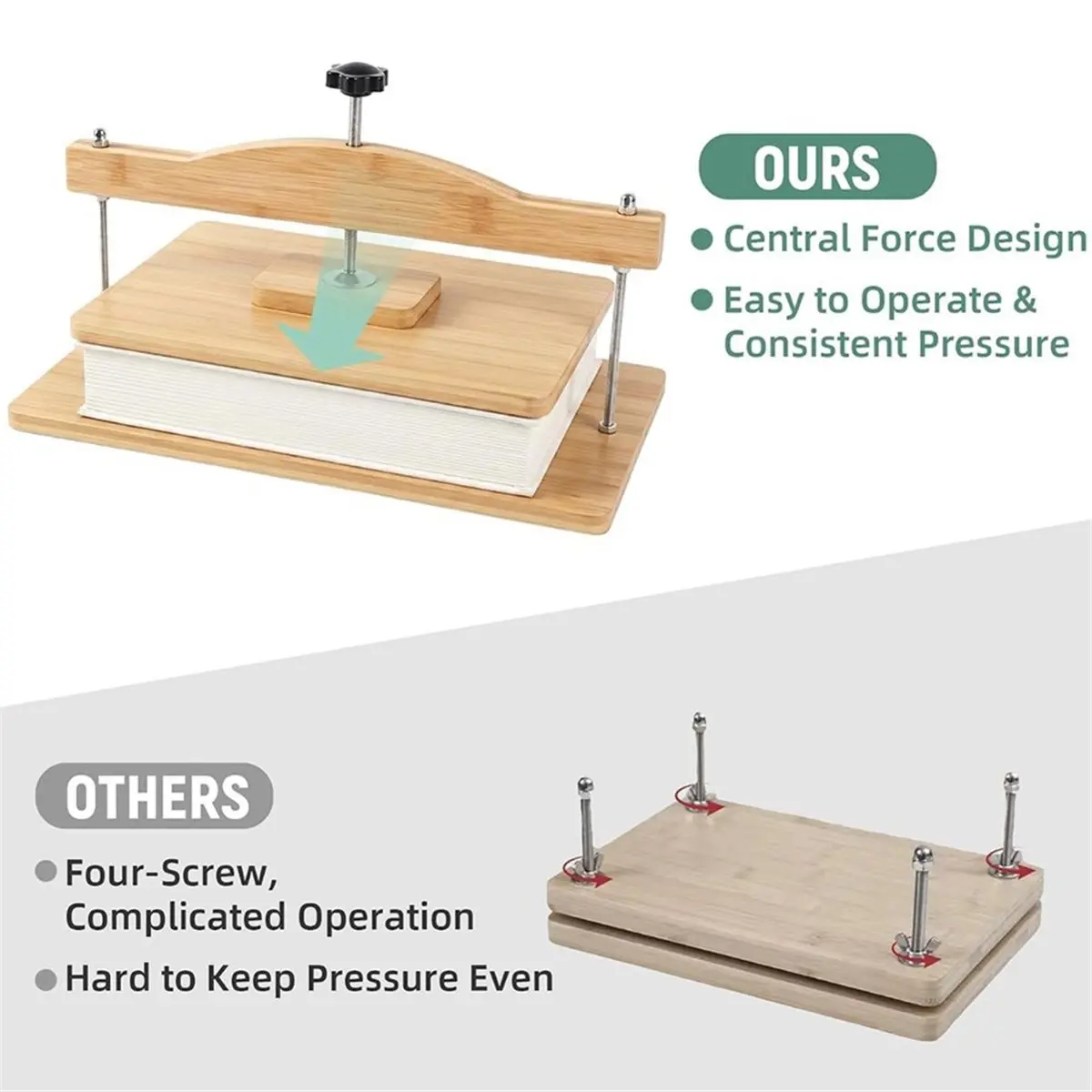 Book Press14.2 X 8in, Wood Bookbinding Tools Even Pressure for Book Repair, DIY Handmade Books, Craft Enthusiasts