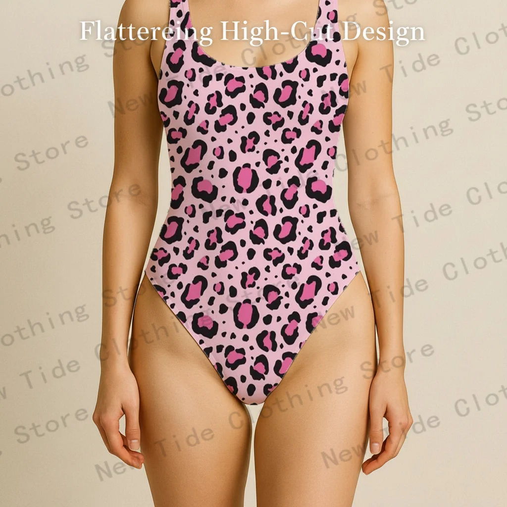 Body feminino rosa com estampa de leopardo sem mangas, sexy, peça única, slim fit, regata para festa, verão, praia