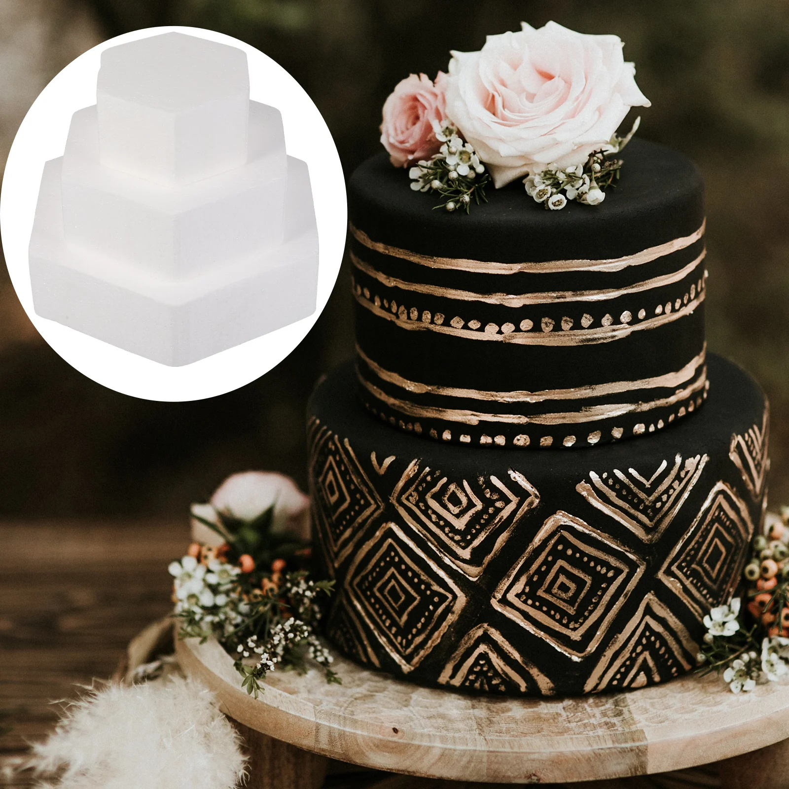 

3Pcs Cake Dummy Foam Mold Creative DIY Craft Birthday Party Decor Photo Prop Cake Shape Mold Photo Prop Creative DIY Craft