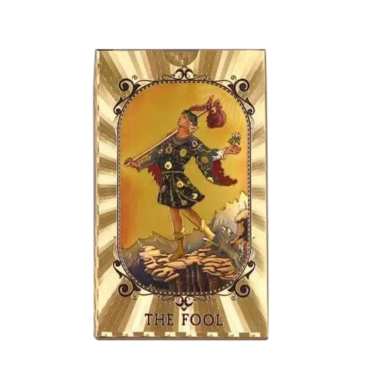 Spanish And English Gold Foil Tarot Cards Plastic PET Waterproof Tarot Cards Color Printing Tarot Card Game Prophecy Card Manual