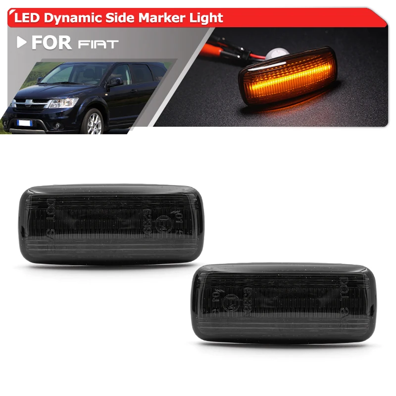 2x For Fiat Freemont 2011 2012 2013 2014 2015 2016 Smoked Dynamic Amber Led Side Marker Blinker Repeaters Sequential Turn Signal