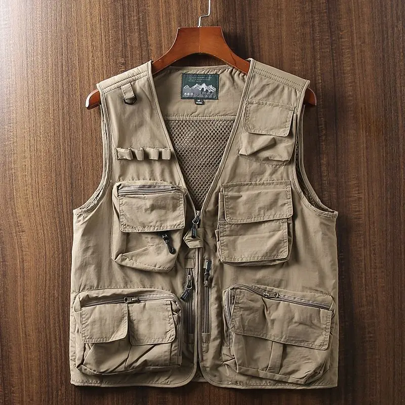 Bomber Jacket Men Military Tactical Vest Multi-pocket Zipper Waistcoat Outdoor Hiking Fishing Waterproof Breathable Quick Drying