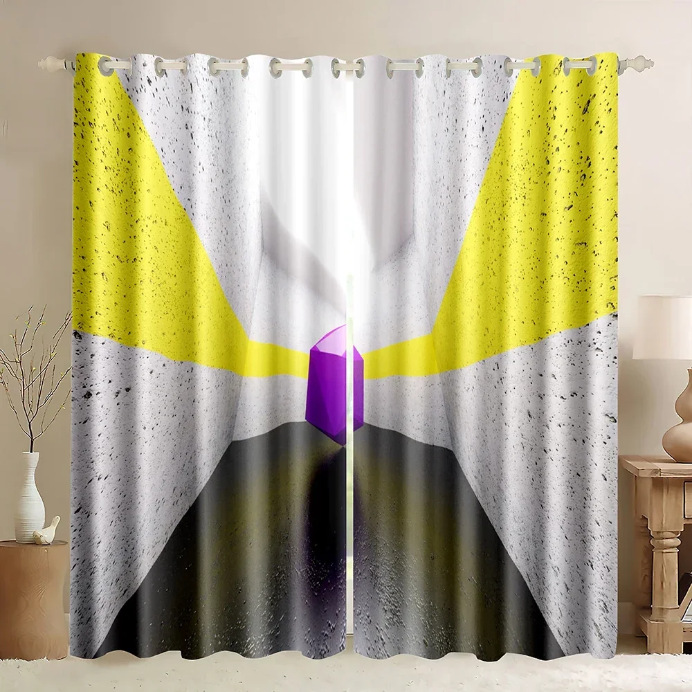 Abstract Geometric Art Blackout Curtains,3D Three-Dimensional Geometry Printed Decor Window Curtain for Living Room 1 Panel