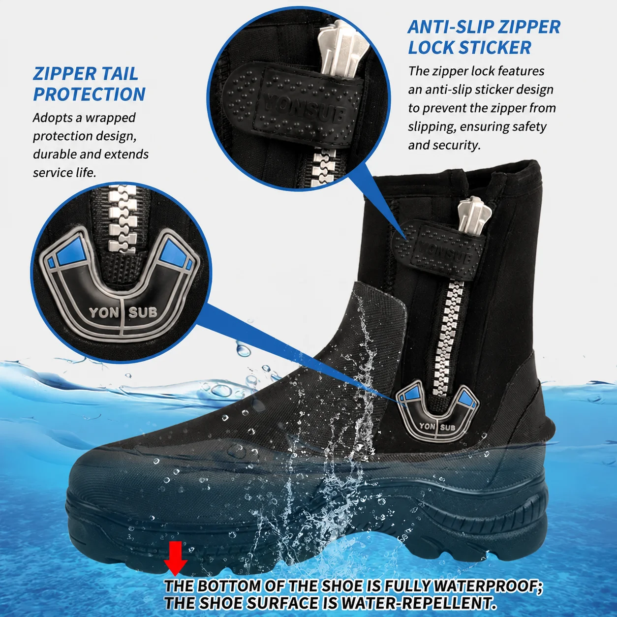 5MM Neoprene Dive Boots, Anti-Slip Water Shoes with Spiked Sole for Ice Fishing, Rock Fishing & Wading