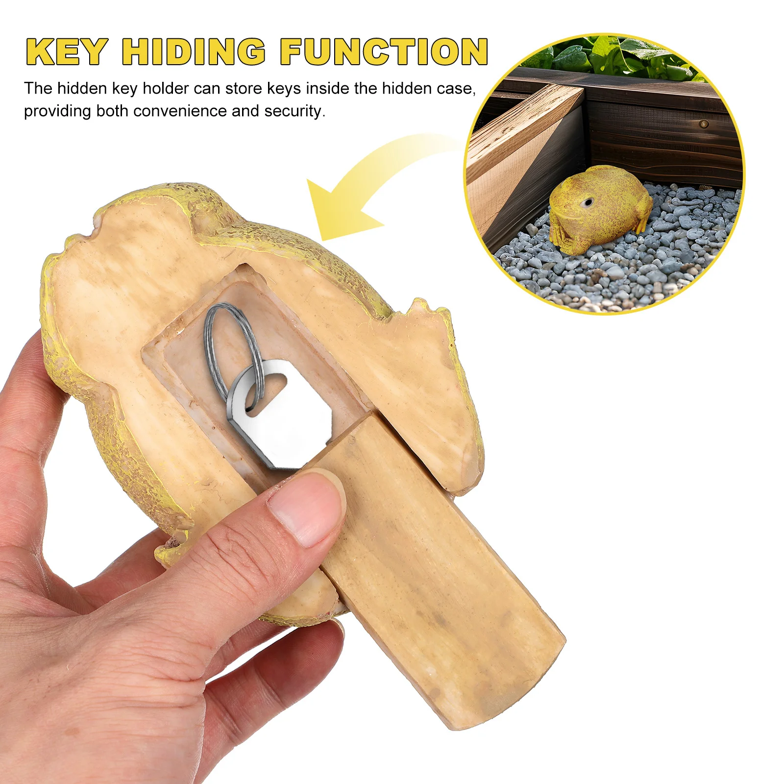 

Garden Key Hider Frog Decor Aesthetic Resin Outdoor Hidden Key Holder Box Unique Design Multi Use Frogs for Garden