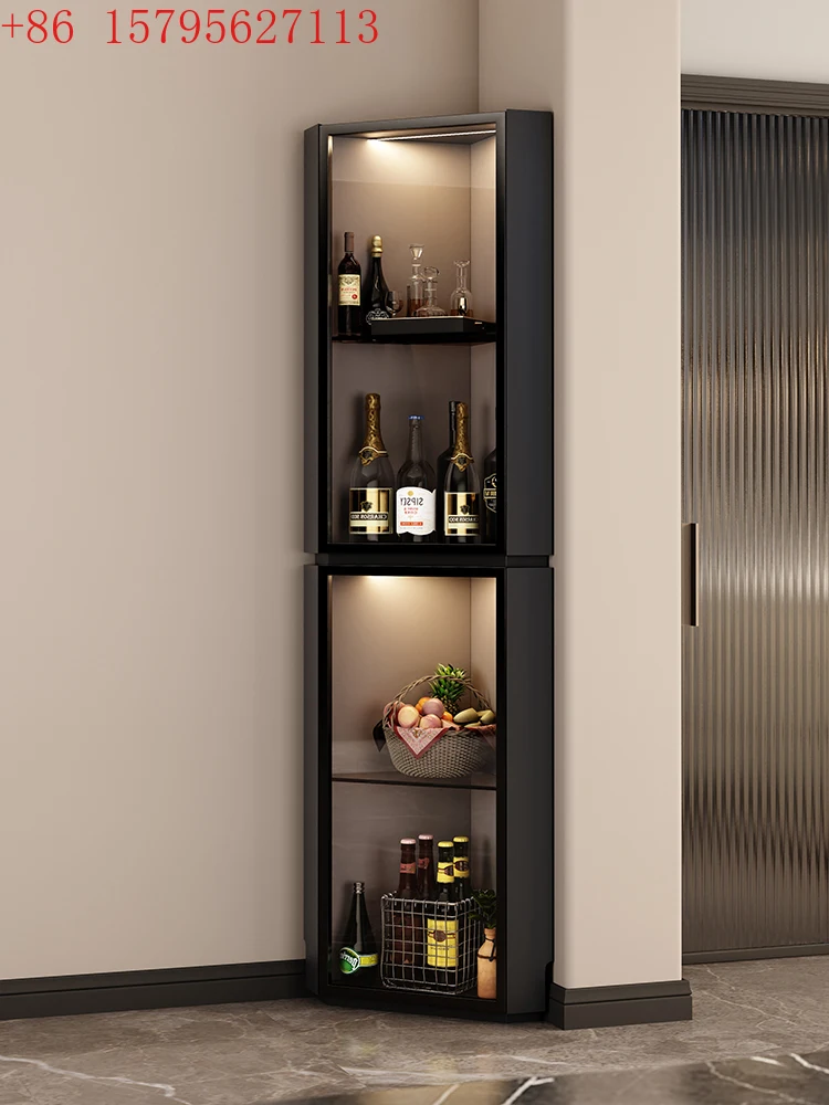

Italian corner cabinet, corner cabinet, triangular living room side cabinet, storage , dining room tea with glass