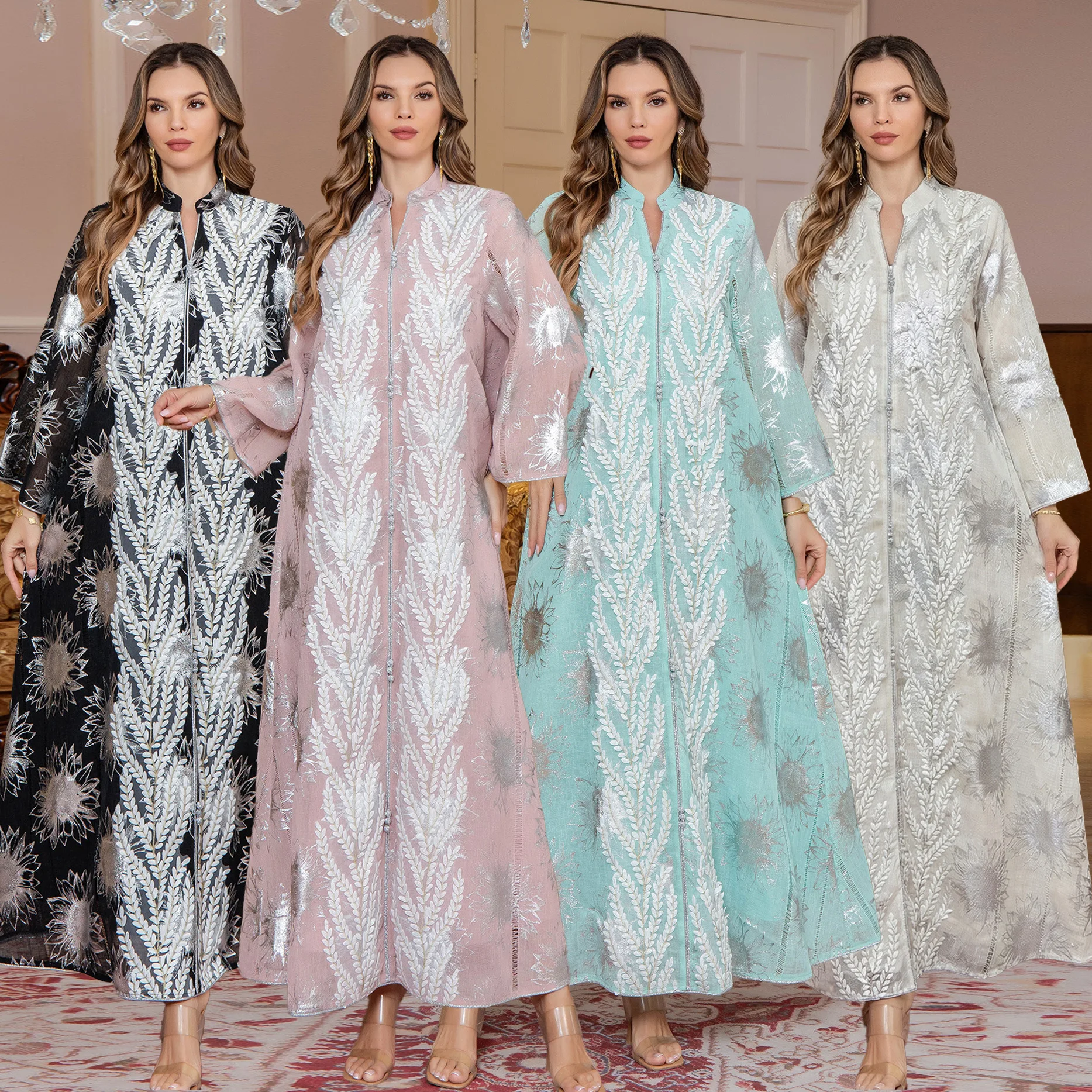 

Роскошная мусульманская вышитая абайя из Дубая, длинное платье, женский кафтан, арабская исламская одежда, праздничное платье для Ид