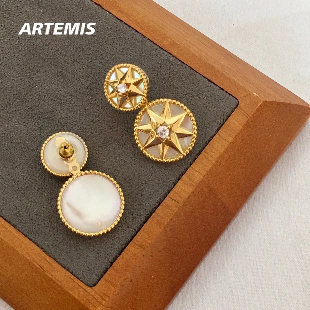 

2024 Fashion Gold Silver Star Earrings Women Europe Jewelry Trendy