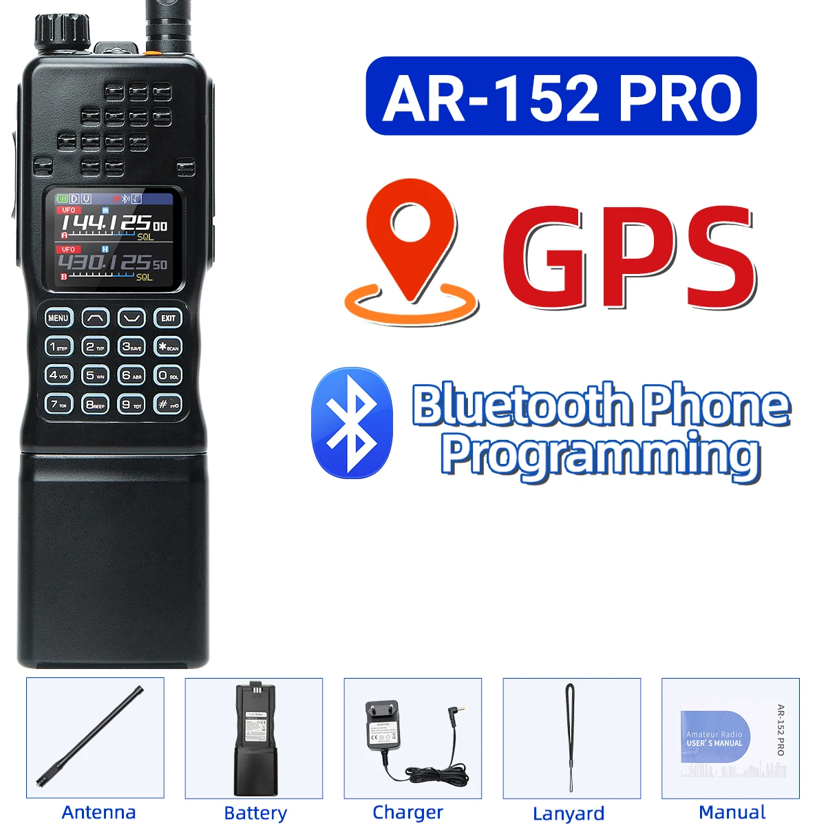 Baofeng AR-152 Pro GPS Walkie Talkie Two Way Radio 12000mAh Battery Tactial 50KM Long Range AN PRC-152 Multi Band Transceiver image 3
