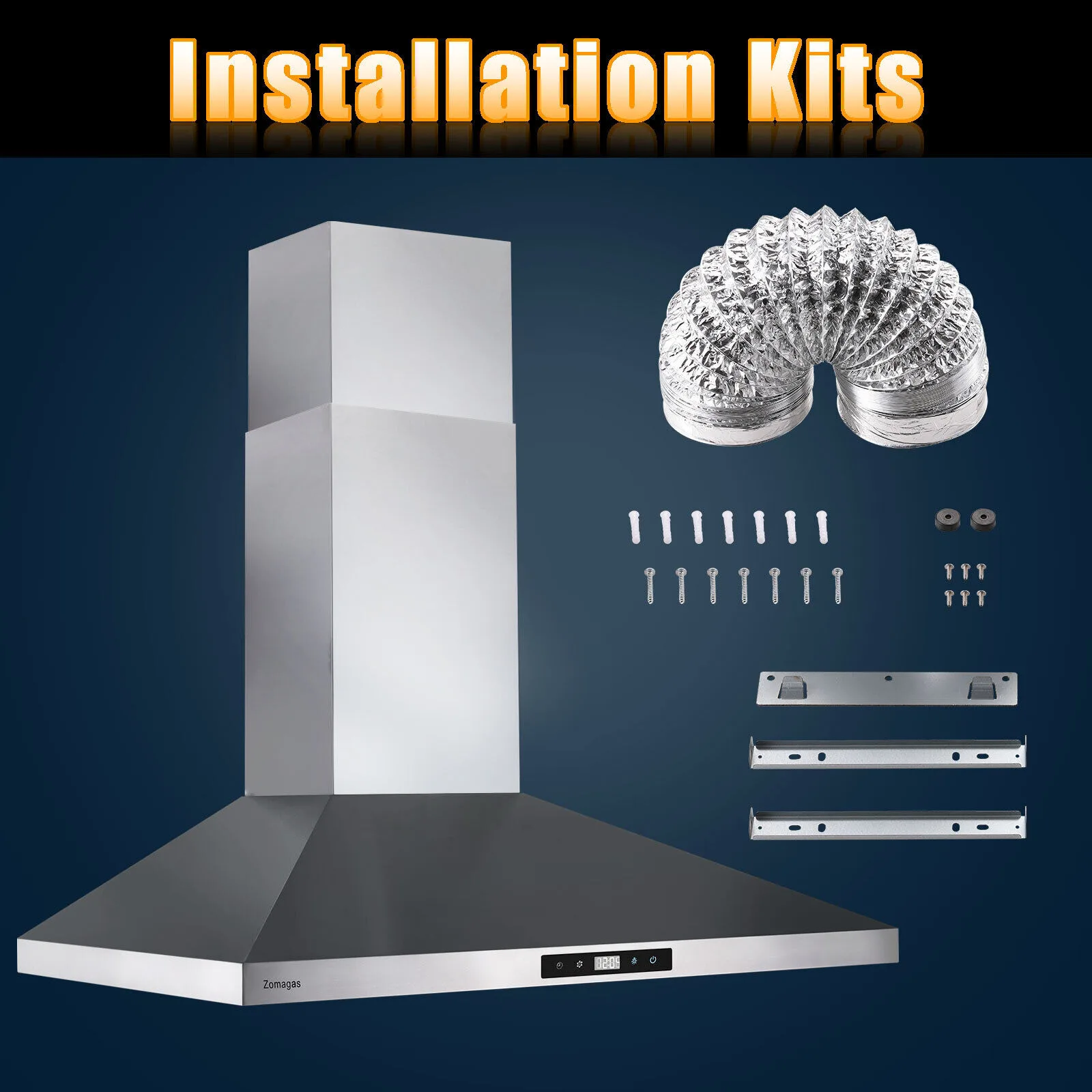 Wall Mount Kitchen 30 inch Duct Convertible Range Hood 700CFM, 3 Speed Fan LED Light Range Hood USYS0375A