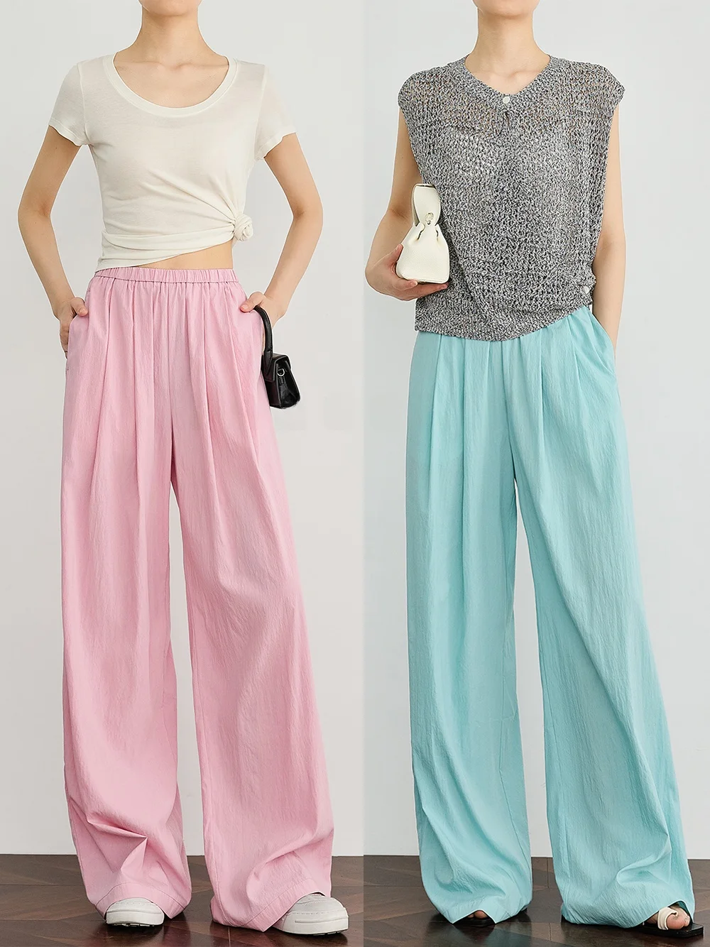 

FALIN High Waist Extra Long Casual Loose Fit Women's Wide Leg Pants Qui Dry Straight Cut Simple Design