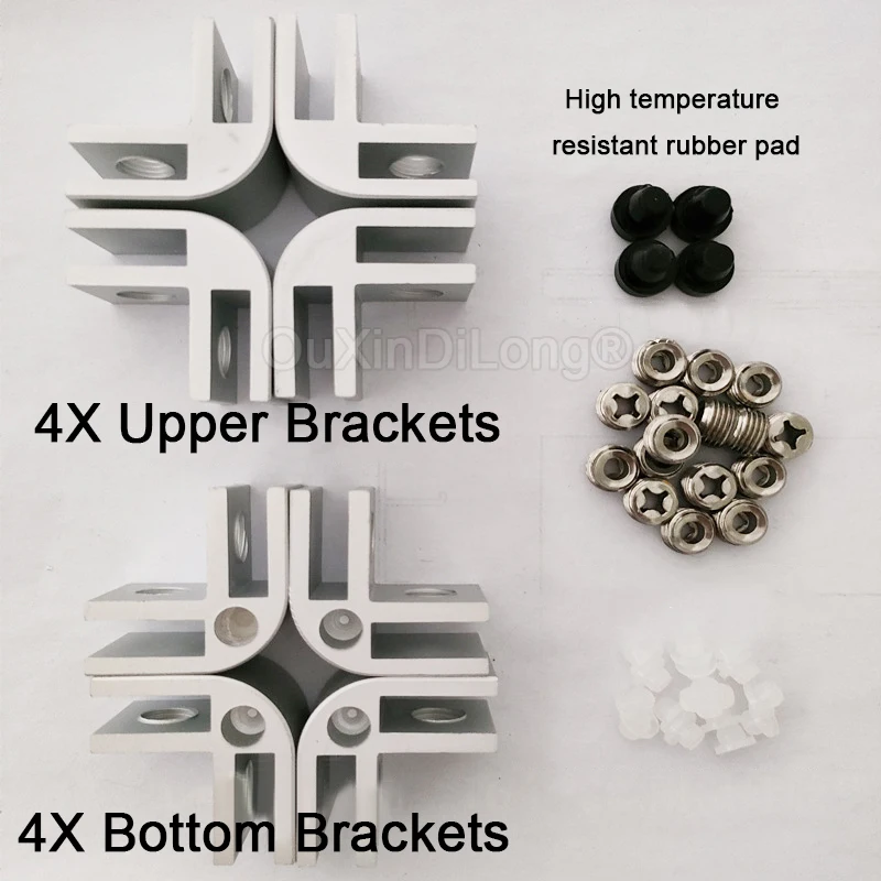 10Sets=80PCS Glass Connectors w Rubber Feet Flame Guard Glass Clamps Aluminum for Fire Pit Wind Guard for 1/4Inch Glass GF1374
