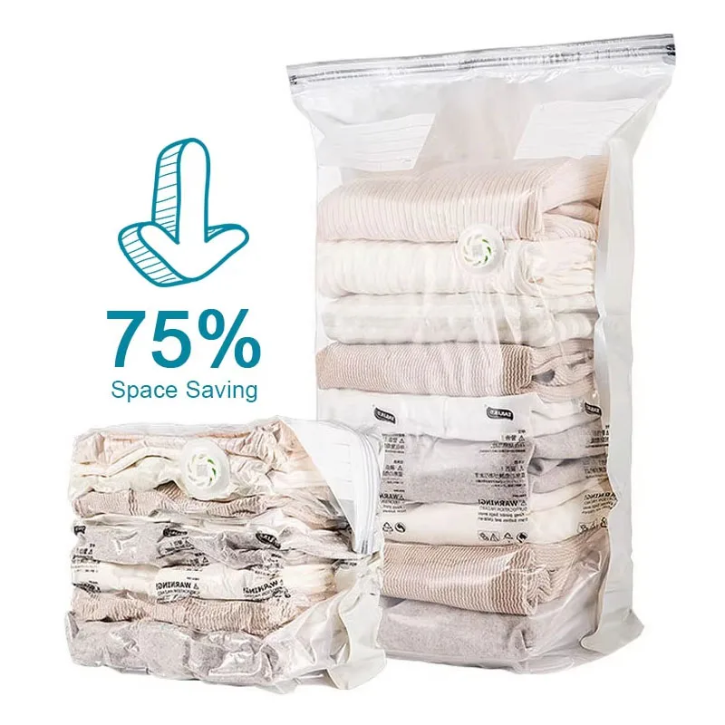 真空圧縮省スペース衣類用保存袋掛け布団毛布旅行用真空プレスバッグポンプ不要