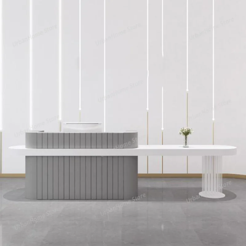 

White Display Reception Desks Corner Design Minimalist Salon Reception Desks Company Modern Comptoire Accueil Trendy Furniture