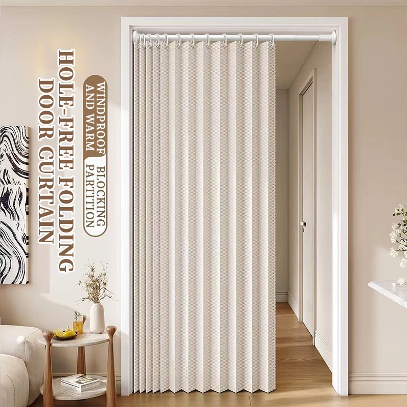 Stylish Elegant Folding Door Curtain No Punching Design Home Decor Privacy Better Space Partitioning