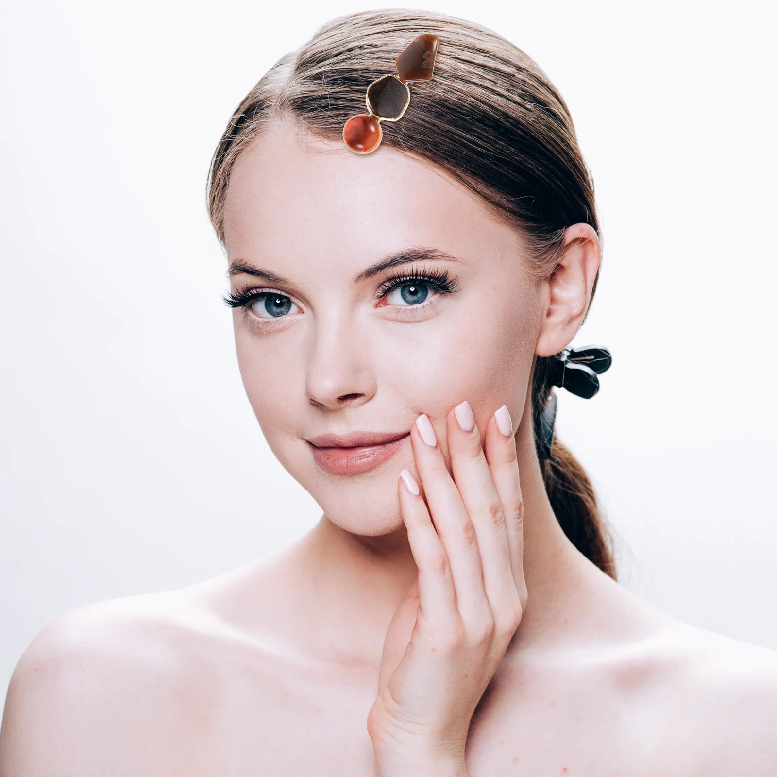

6pcs Simulation Marble Acrylic Clips For Women Girls Stylish Barrettes Cute Hairpins Decorative Hairstyle Accessories Geometric