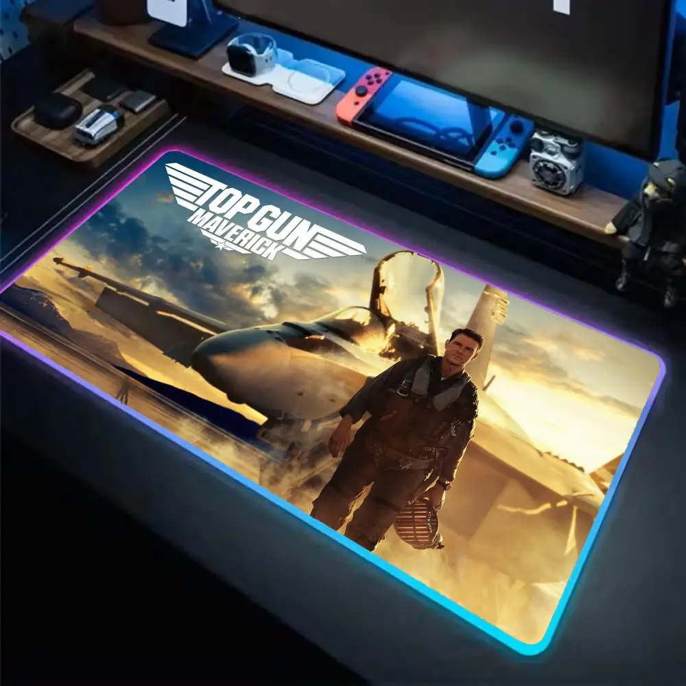 

Top Gun Maverick Mouse Pad Anime Gaming Mouse Pad LED Table Pads Backlit Rubber Desktop XXL RGB Desk Mats