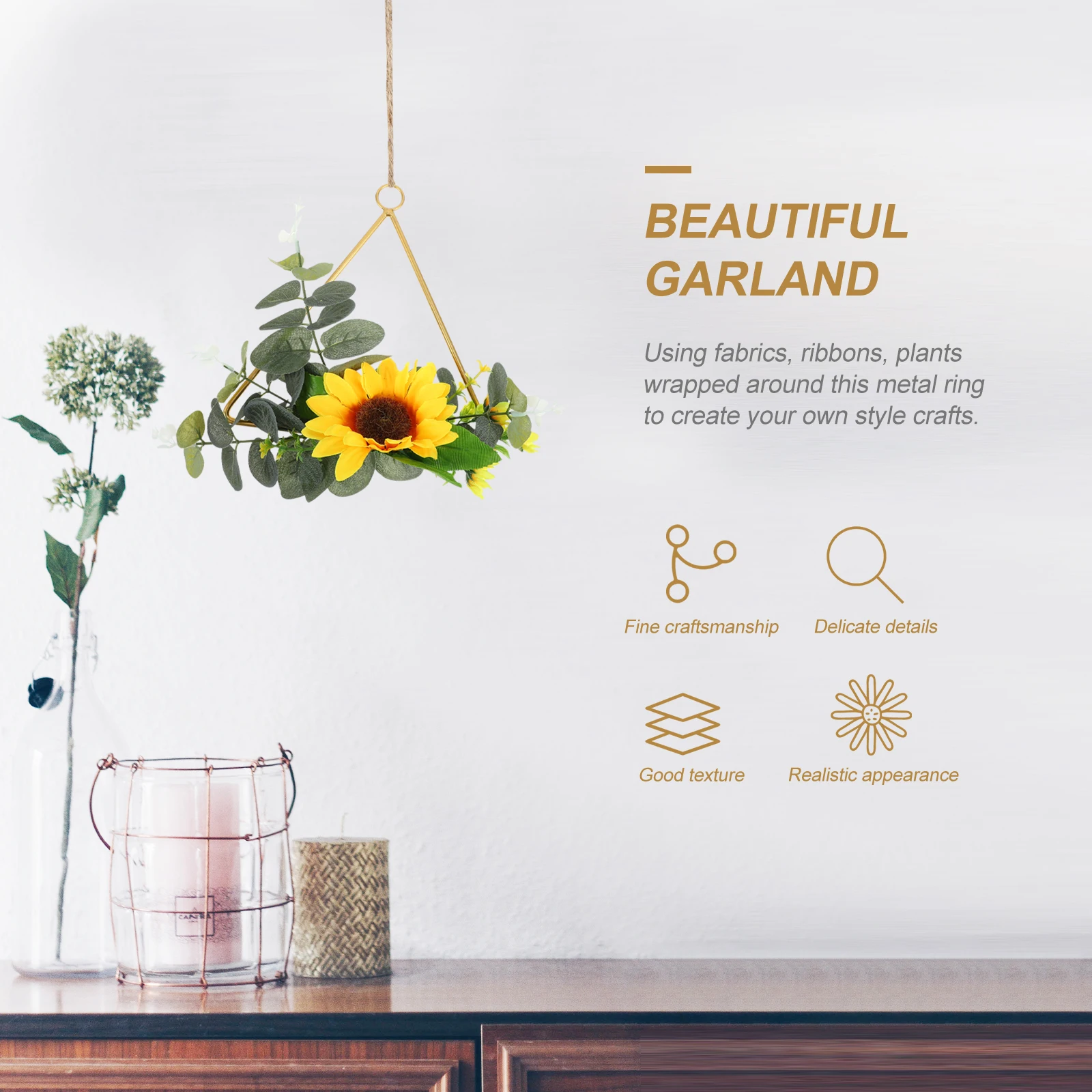 

Wall-mounted Wreath Wedding Decor Craft Hoop Tapestry Flower Hoops Dreamcatcher Rings Iron Metal for Crafts