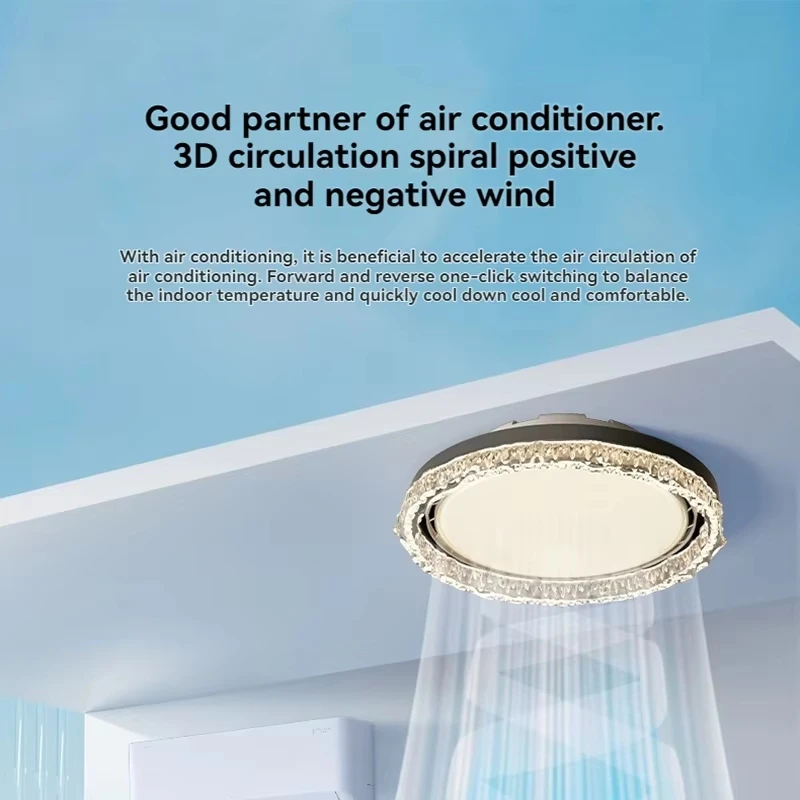 Modern Ceiling Fans With Lights For Bedroom Living Study Room Round Bladeless Ceiling Fan With Light And Remote