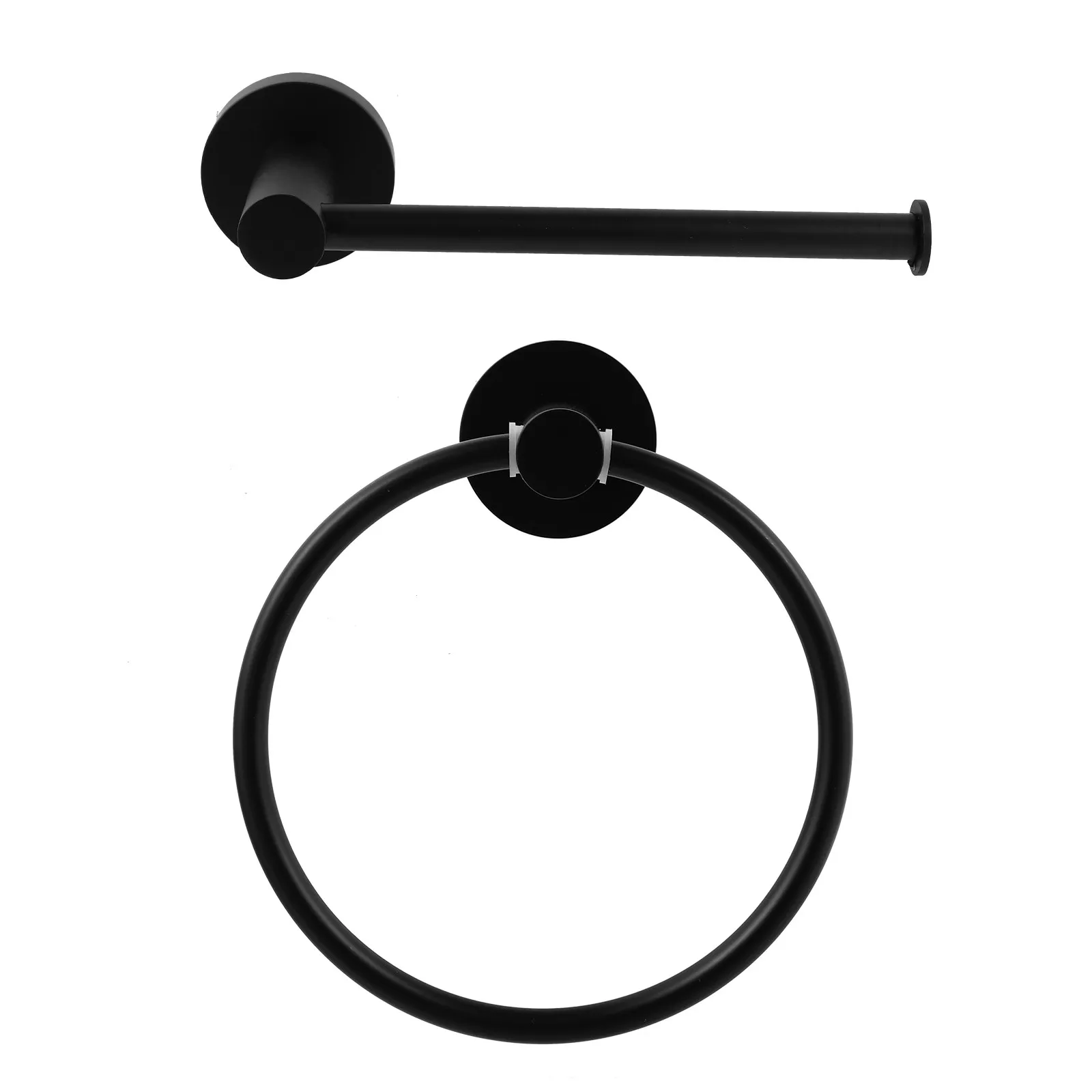 

2Pcs Bathroom Towel Ring Toilet Paper Holder Set Space Saving Wall Mounted Towel Bar Bathroom Organized Storage Rack